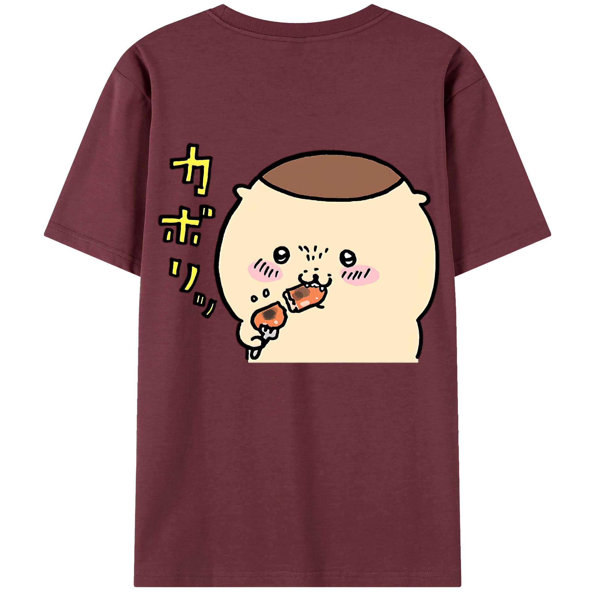 （画像用） ちいかわ くりまんじゅう Chii-kawa kuri manjū 綿100％半袖Tシャツ（背面プリント）